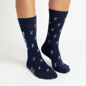 Zenhub Tech Navy Blue White Logo Polyester Blend Swag Crew Socks One Size New